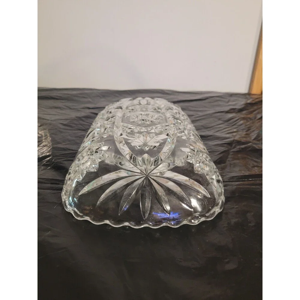 Vintage Prescut Star of David Cut-Glass Relish Tray Serving Dish 12